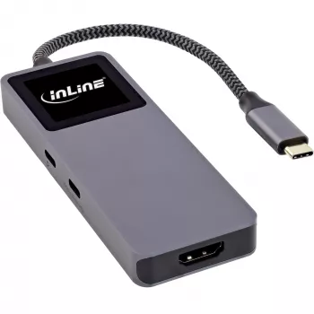 USB-C-keskitin InLine 35392D USB 3.2 Gen 2 Type-C isäntä HDMI, USB-A, USB-C 10000 Mbit/s harmaa