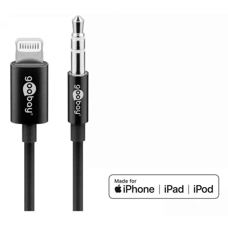 Audiokaapeli Goobay Apple Lightning - 3,5 mm 1 m musta