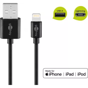 Lightning USB -lataus- ja synkronointikaapeli Goobay 72906