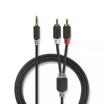 Audiokaapeli Nedis CABW22200AT10 1 m 3,5 mm 2xRCA antrasiitti