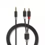 Audiokaapeli Nedis CABW22200AT10 1 m 3,5 mm 2xRCA antrasiitti