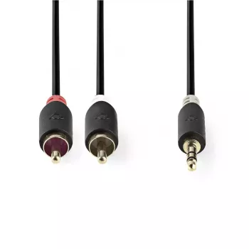 Audiokaapeli Nedis CABW22200AT20 2 m 3,5 mm 2 x RCA antrasiitti