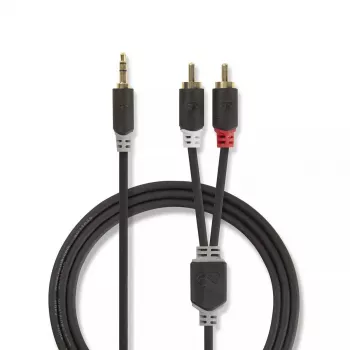 Audiokaapeli Nedis CABW22200AT20 2 m 3,5 mm 2 x RCA antrasiitti