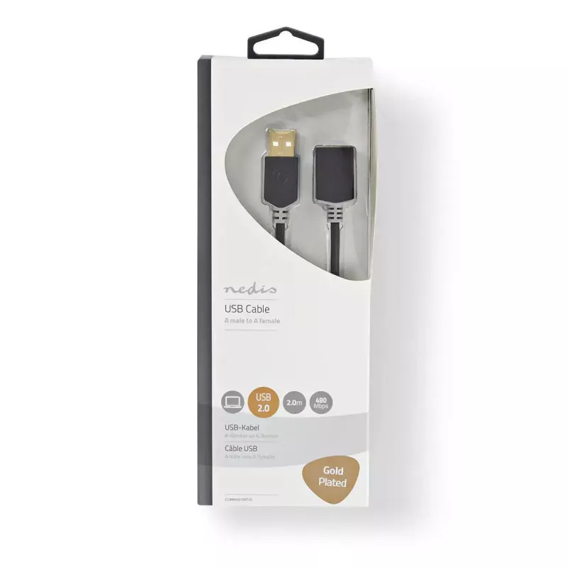 USB-kaapeli Nedis CCBW60010AT20 2 m USB 2.0 USB A antrasiitti