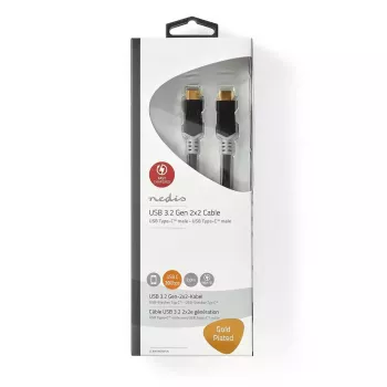 USB-kaapeli Nedis CCBW64020AT20 USB4 Gen 2x2 2 m USB C musta hopea