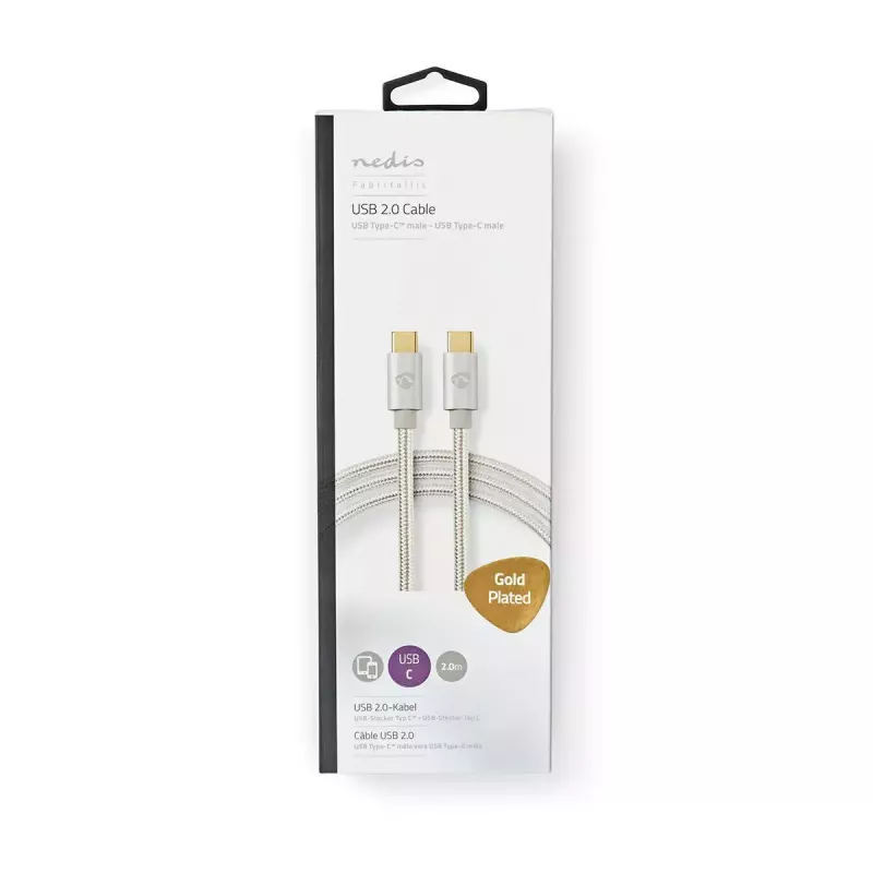 USB-kaapeli Nedis CCTB60700AL20 2 m USB-C alumiini USB 2.0