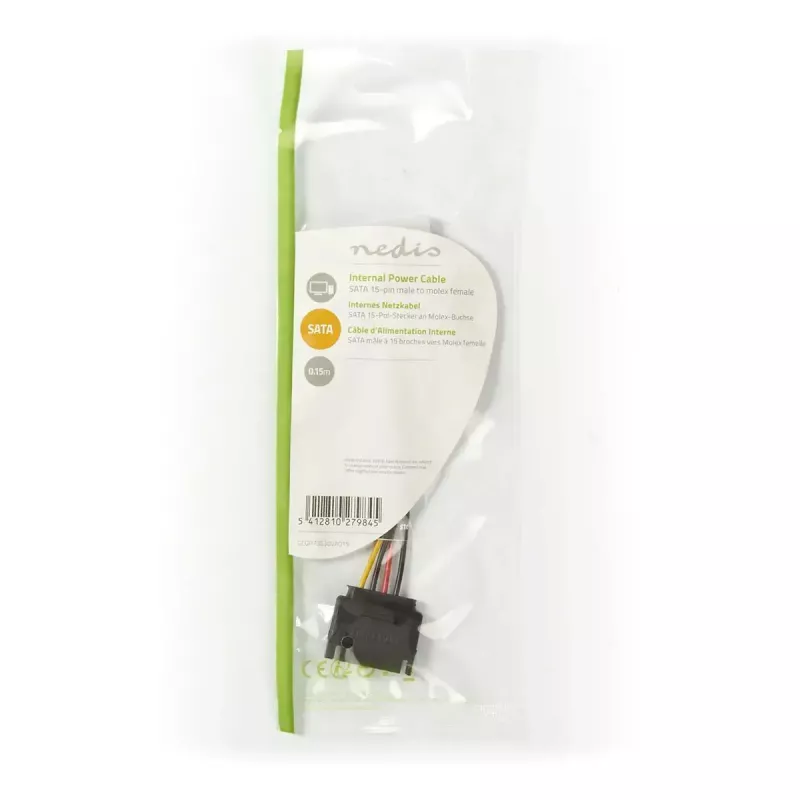 Nedis CCGP73520VA015 sisäinen virtakaapeli 0,15 m 2 x SATA 15-napainen Molex 4-napainen