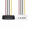 Nedis CCGP73530VA015 sisäinen virtakaapeli 0,15 m SATA 15-napainen Molex 4-napainen