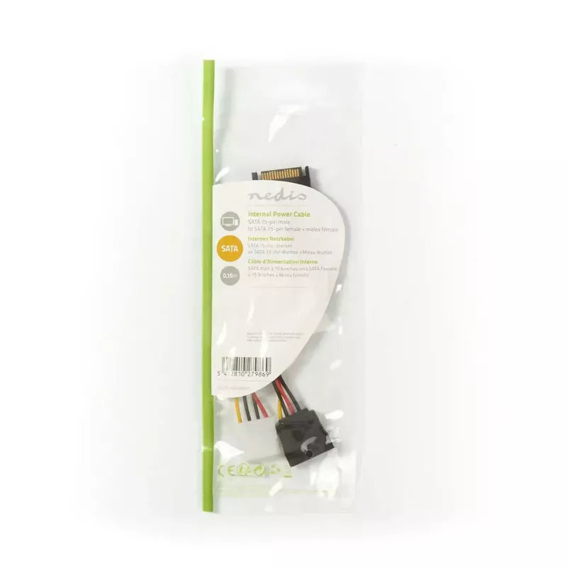 Nedis CCGP73555VA015 sisäinen virtakaapeli 0,15 m SATA 15-napainen Molex