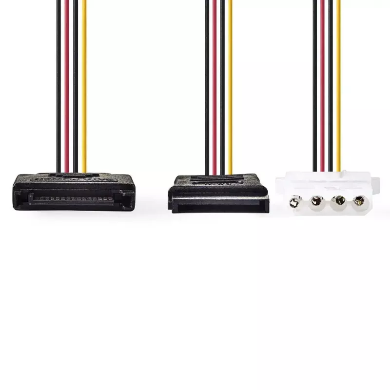 Nedis CCGP73555VA015 sisäinen virtakaapeli 0,15 m SATA 15-napainen Molex