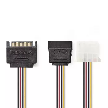Nedis CCGP73555VA015 sisäinen virtakaapeli 0,15 m SATA 15-napainen Molex