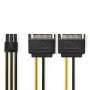 Sisäinen virtakaapeli Nedis CCGP74205VA015 0,15 m 2 x SATA 15-pin PCI-E 6-pin