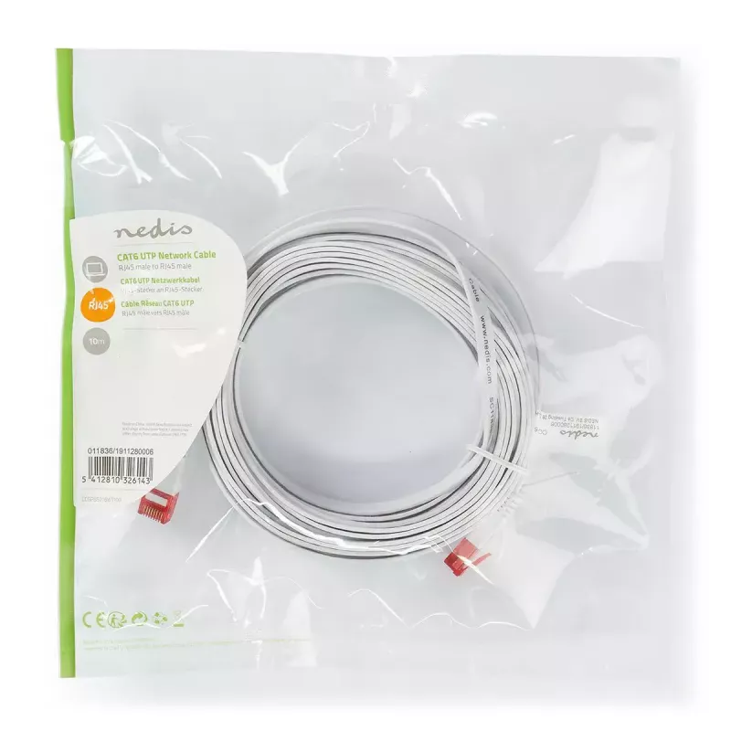 Nedis CCGP85216WT100 verkkokaapeli valkoinen 10 m Cat6 U/UTP