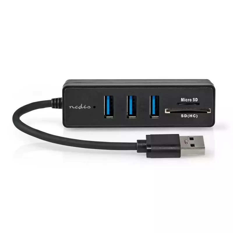 USB-keskitin Nedis CCGB61250BK01 USB 3.2 Gen 1 Type-A 5000 Mbit/s musta