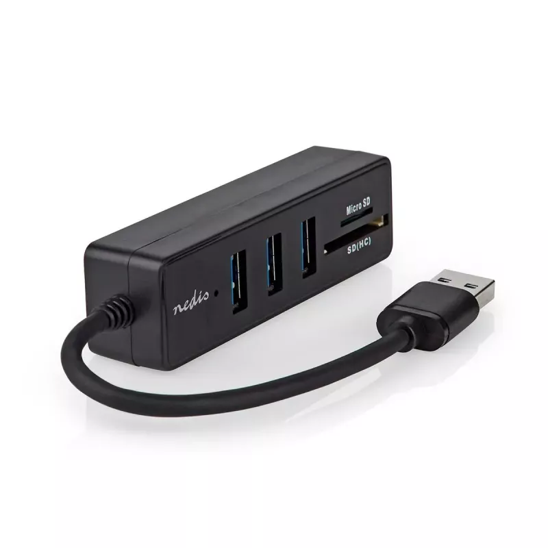 USB-keskitin Nedis CCGB61250BK01 USB 3.2 Gen 1 Type-A 5000 Mbit/s musta