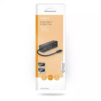 Kannettavan tietokoneen telakka Nedis CCGB64250BK01 johdollinen USB Type-C musta 5 Gbit/s