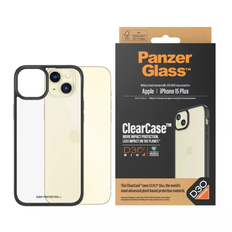 PanzerGlass ® ClearCase läpinäkyvä & D3O® iPhone 15 Plus