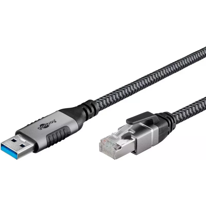 Goobay kaapelisovitin USB A RJ-45 15m musta hopea