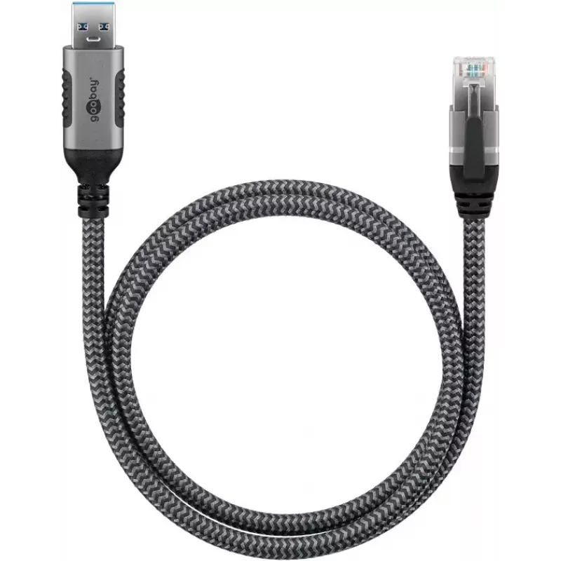 Goobay kaapelisovitin USB A RJ-45 15m musta hopea