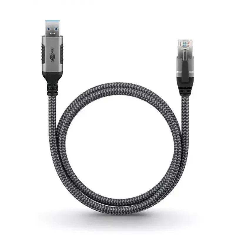 Goobay kaapelisovitin USB A RJ-45 15m musta hopea
