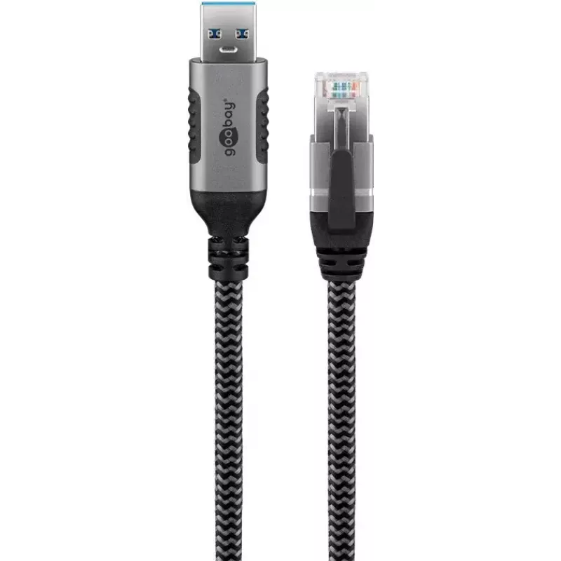 Goobay kaapelisovitin USB A RJ-45 15m musta hopea