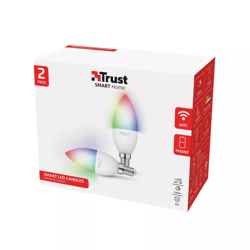 Älylamppu TRUST 71293 – Wi-Fi älyvalo, valkoinen, AC, 37×100 mm, 2 kpl:n pakkaus