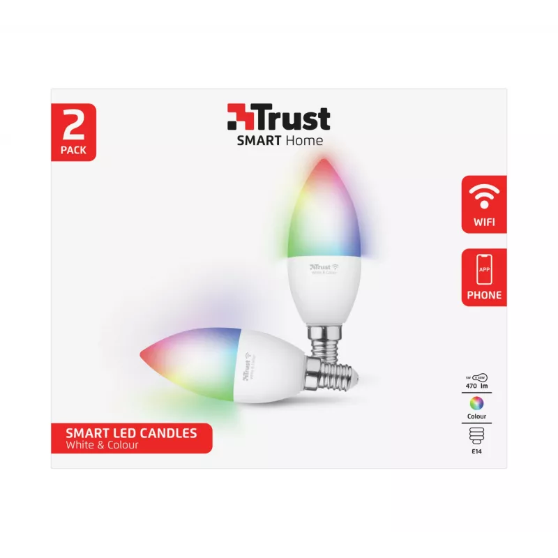 Älylamppu TRUST 71293 – Wi-Fi älyvalo, valkoinen, AC, 37×100 mm, 2 kpl:n pakkaus