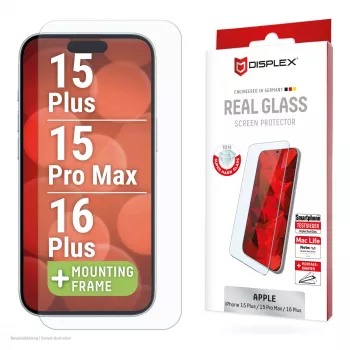 Displex näytönsuojakalvo (10H) Apple iPhone 15 Plus/15 Pro Max/16 Plus, Eco-asennuskehys, naarmuuntumaton