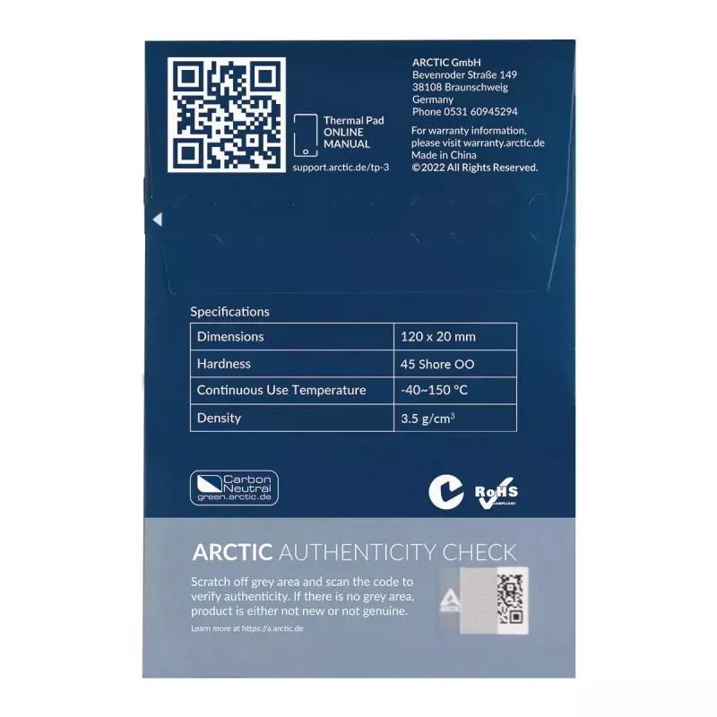 ARCTIC TP-3 Premium Performance lämpötyyny 120 x 20 mm, 1,5 mm