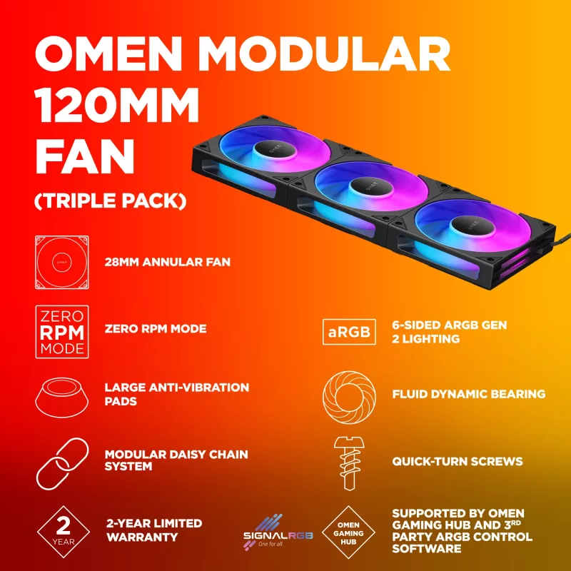 HP OMEN modulaarinen 120mm tuuletin - kolmen pakkaus musta