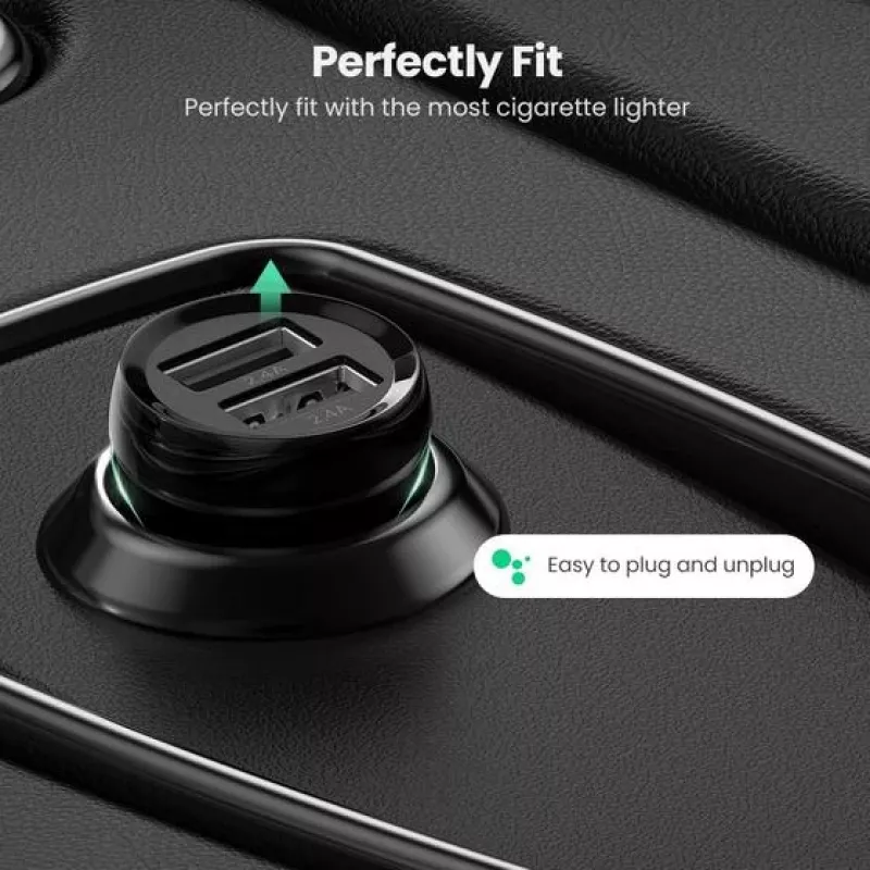 Ugreen 50875 mobiililaturi MP4, mobiilitietokone musta savukkeensytytin auto