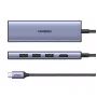 UGREEN 20956A Revodok CM511 6-in-1 USB-C-hubi, HDMI, 3x USB-A 3.0, SD/TF, 5 Gbps, hopea