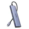 UGREEN 20956A Revodok CM511 6-in-1 USB-C-hubi, HDMI, 3x USB-A 3.0, SD/TF, 5 Gbps, hopea