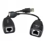 Techly IUSB-EXTENDTY5 USB-jatkolaite Cat.5e/6-kaapelilla enintään 50 m, USB–RJ-45, musta
