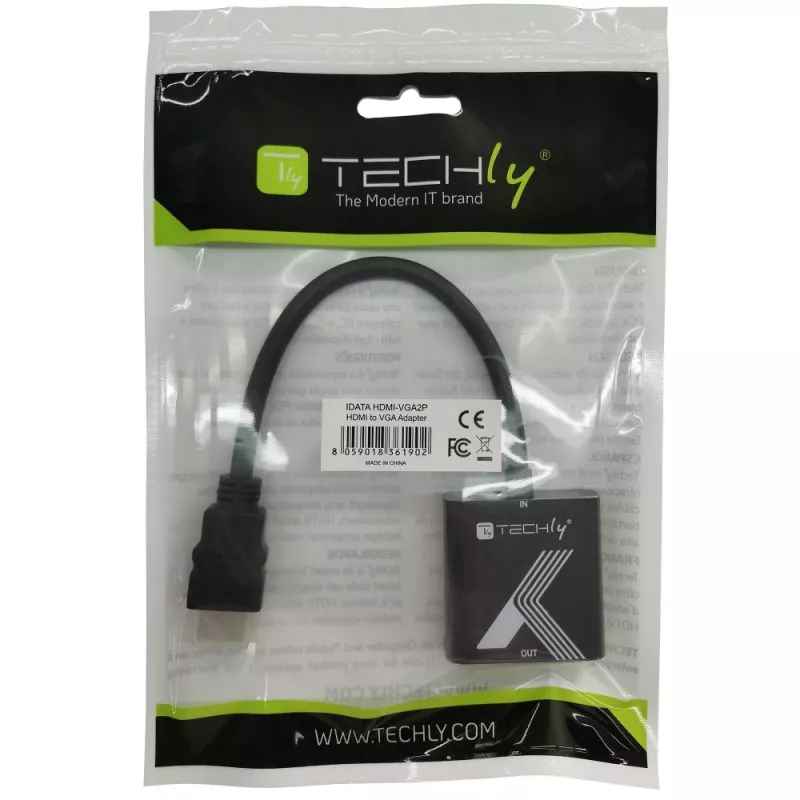 Techly kaapelisovitin muunnin HDMI - VGA musta 0,1 m 1920x1200 60 Hz