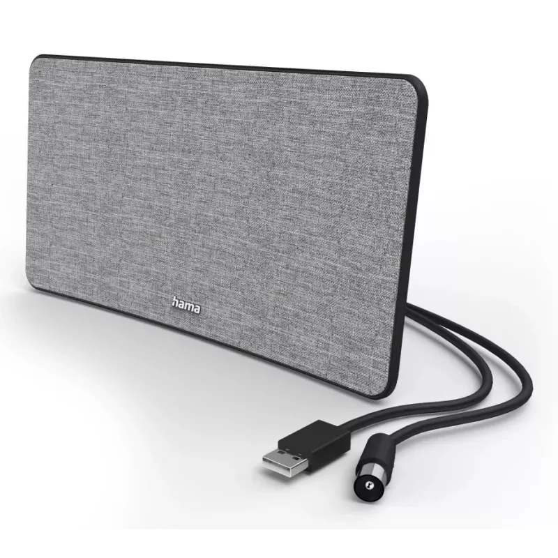 Sisä-TV-antenni Hama Fabric Design musta harmaa USB 2 m