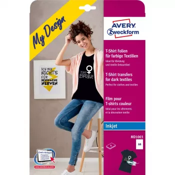 Avery MD1003 -siirtokuva tekstiileihin mustesuihku valkoinen 210x297mm 4 kpl