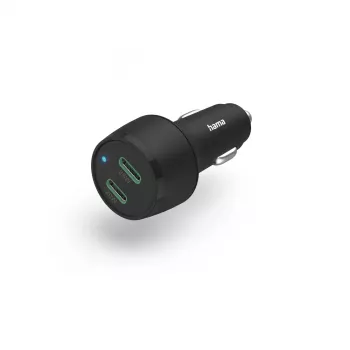 Autolaturi Hama 00201632 pikalataus 2 USB Type-C liitäntää musta
