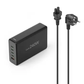 Latausasema HAMA 201977, 240W yhteensä, 4× USB-C, 1× USB-A, musta