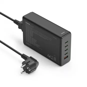 Latausasema HAMA 201977, 240W yhteensä, 4× USB-C, 1× USB-A, musta