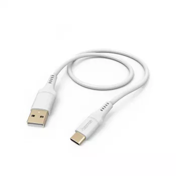 Hama joustava USB-kaapeli USB 2.0 1,5 m USB-A USB-C valkoinen