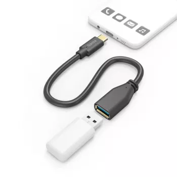 Hama 00201605 USB-kaapeli USB 3.2 Gen 1 (3.1 Gen 1) 0,15 m USB-C USB-A musta