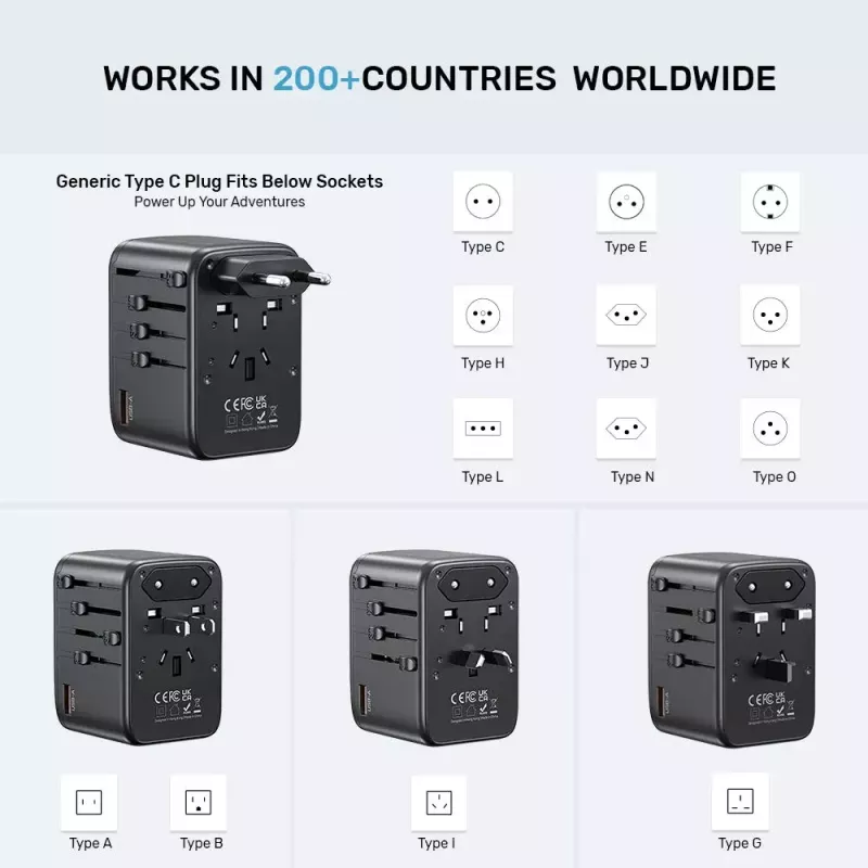 Matka-adapteri UNITEK P1122ABK01 universaali musta Type-C G I