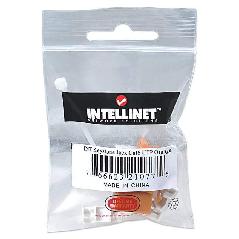 Intellinet Keystone Jack, Cat6, UTP, Punch-down, oranssi
