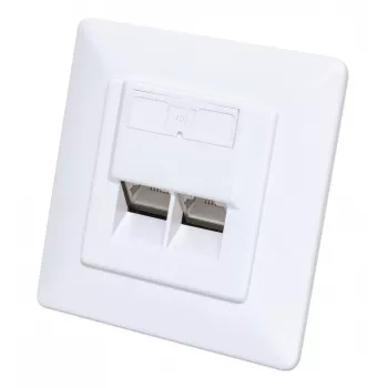 Intellinet 2-porttinen Cat6 10G suojattu RJ45-seinärasia, uppoasennus kehyksellä, STP, signaloiva valkoinen RAL9003