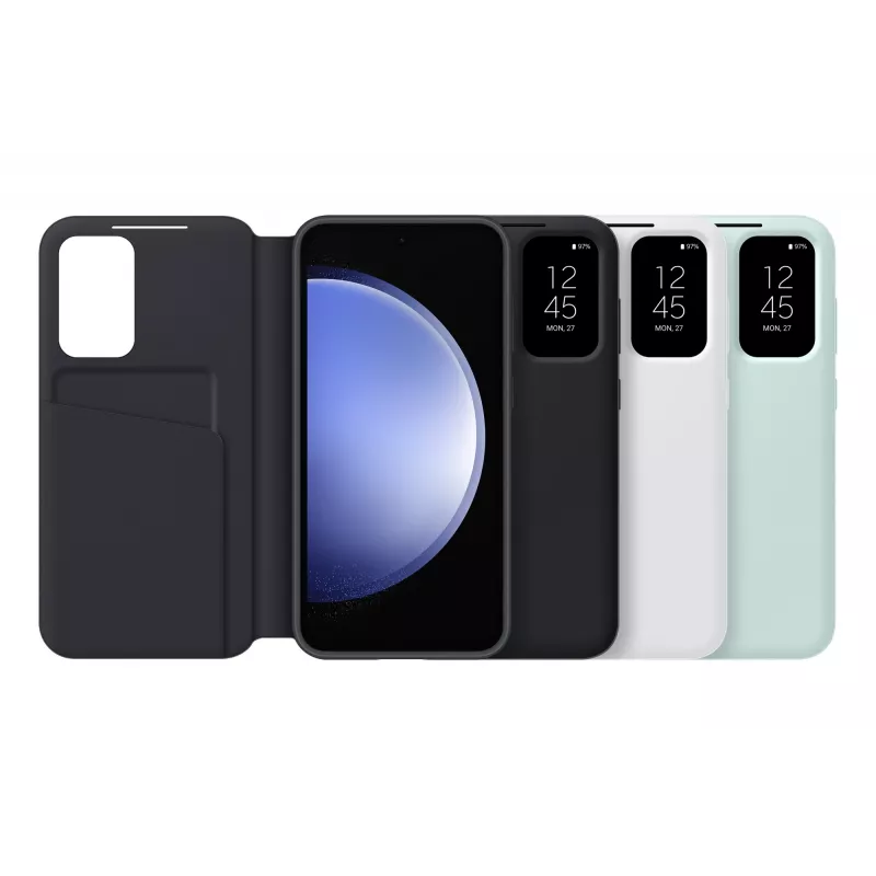Samsung EF-ZS711CBEGWW Smart View Wallet Case -suojakotelo Galaxy S23 FE -puhelimelle, korttitasku, musta