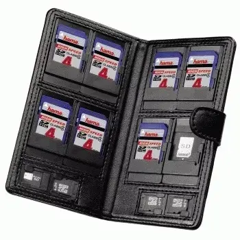Hama ”Vegas” SD-/microSD-muistikorttikotelo nahka musta