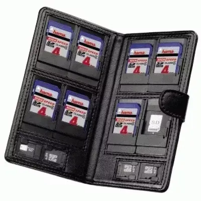 Hama ”Vegas” SD-/microSD-muistikorttikotelo nahka musta