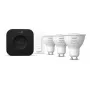 Philips Hue White and Colour Ambience aloituspaketti: 3 GU10-lamppua + himmenninkytkin + Bridge Pro