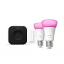 Philips Hue White and colour ambience -aloituspakkaus: 2 E27 älylamppua + himmenninkytkin + Bridge Pro